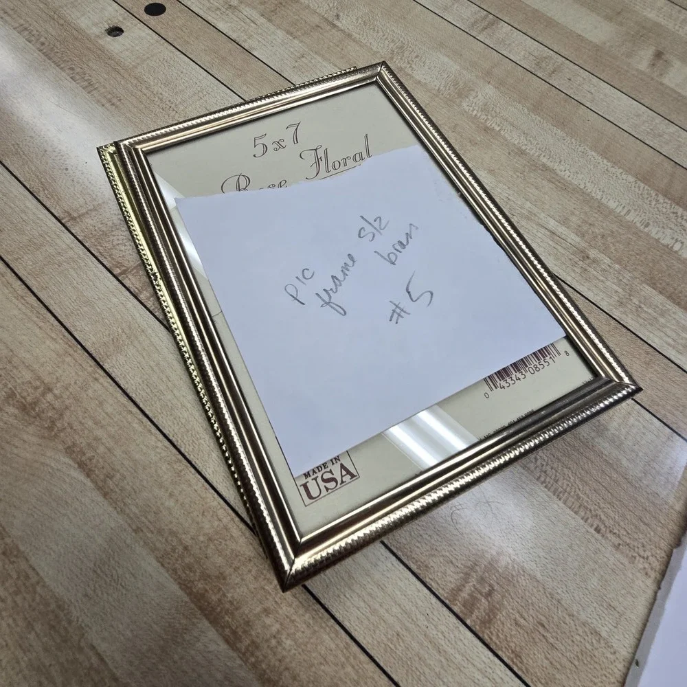 Vintage PAIR Gold Metal Photo Frames Ornate Easel Rectangle Hanging Cottagecore